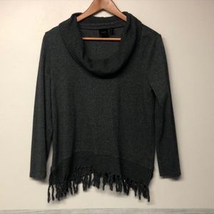 Rafaella Cowlneck Fringe Sweater